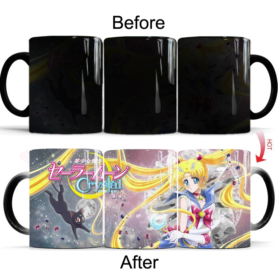 

Sailor Moon Crystal magic mugs 350ml Hot Cold Heat Sensitive ceramic Color changing coffee tea cup and milk mug