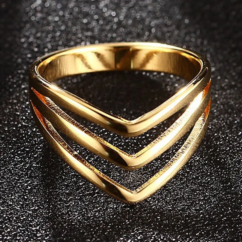 Кольца из нержавеющей стали и титана SUNNERLEES элегантное обручальное кольцо с V