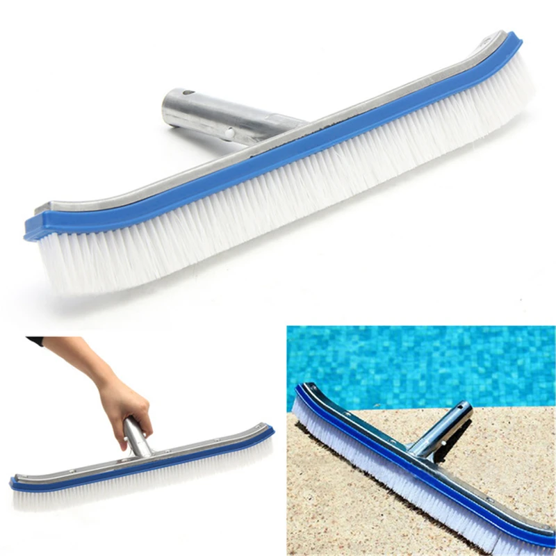 

High Quality Swimming Pool Accessories 18 Inch Pool Brush Cleaning Tool Aluminum Backed Pool Brush Wall Brush