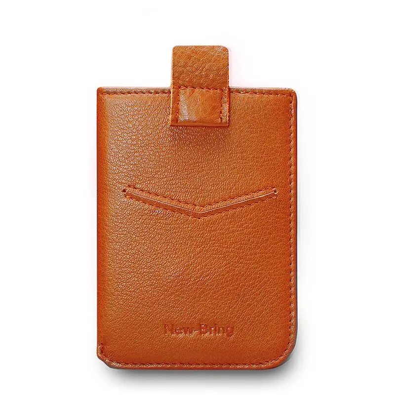 Orange NewBring, тонкий кошелек из натуральной кожи, Короткий держатель для карт, водительское удостоверение, клатч, кошелек, магнитная застежка, кошелек для мужчин - Цвет: Orange