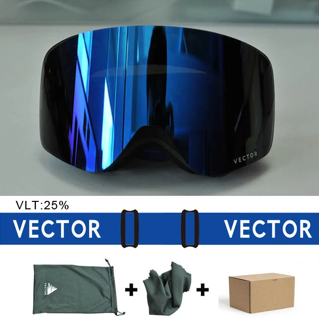 navy Векторные брендовые лыжные очки мужские и женские двойные линзы UV400 противотуманные лыжные очки снежные очки Взрослые лыжные очки для сноуборда - Цвет: navy