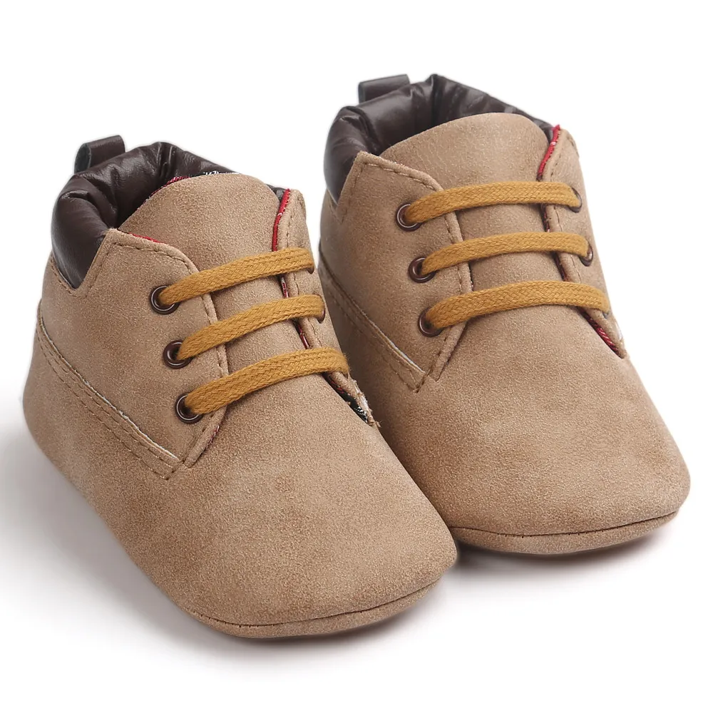 Khaki neue fruhling/Herbst младенец мальчик Weiche Sohle PU Leder Erste Wanderer Krippe Schuhe 0-18 Monate nicht-slip Schuhe Kripp - Цвет: Khaki