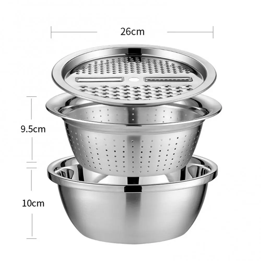 

3pcs / set Multifunctional Stainless Steel Sink Sink Kitchen Colander Fine Mesh Basket Vegetable Washing Bowl Dropshipping