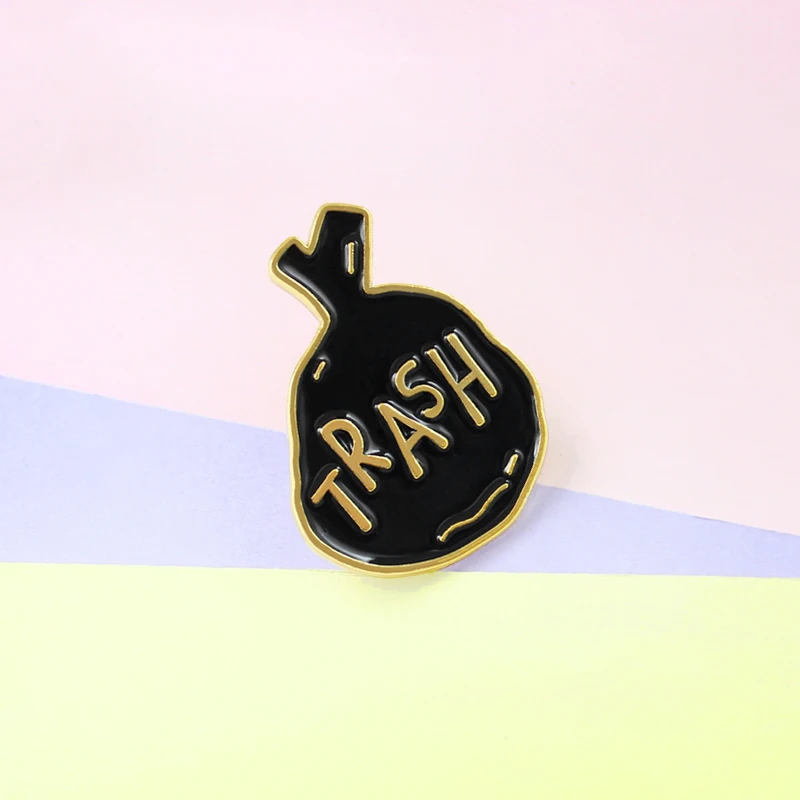 Новая пользовательская брошь черная посылка сумочка эмалированная булавка