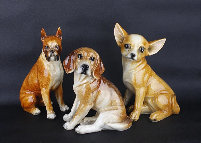 

Cute resin Chihuahua dog figurine home decor Boxer dog crafts room decoration Study office beagle dog ornament animal statue