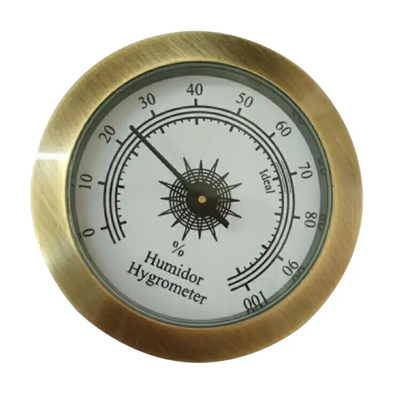 heißer verkauf 50mm runde glas analog hygrometer für humidore gold für gitarre violine zigarre tabak pflege werkzeuge neue free global