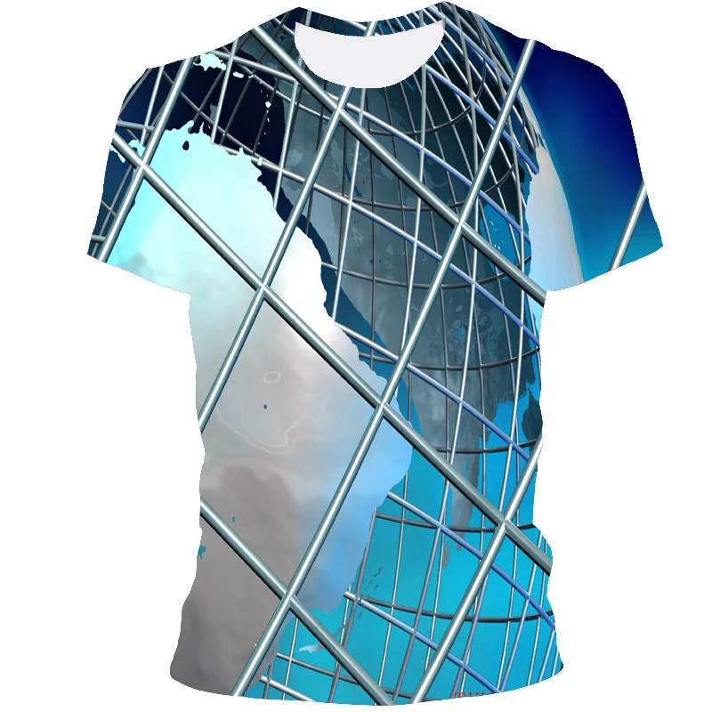 

2021 summer leisure abstract visual 3D design T-shirt fashion T-shirt quick-drying 3D printing round neck short-sleeved T-shirt