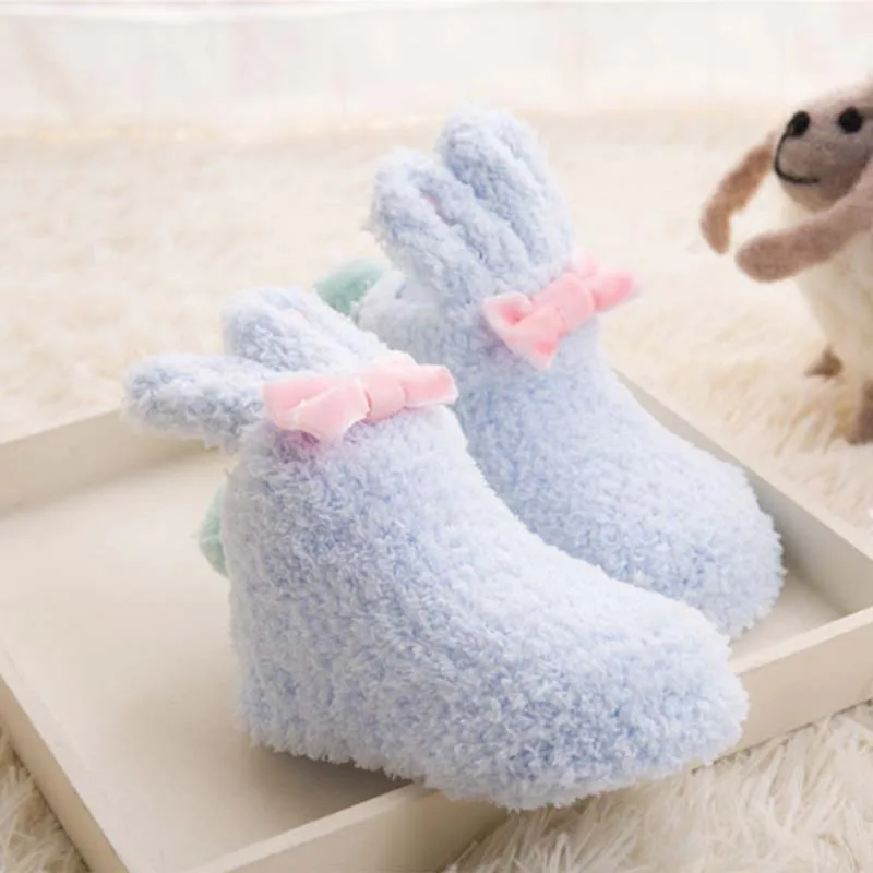 

0-36 Months Toddler Baby Thick Coral Velvet Socks Cute Cartoon Long Ear Rabbit Warm Aniti-slip Socks Baby Boys Girls Warm Socks