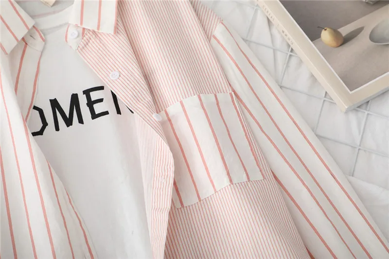 Striped Women Blouses Shirts Tunic Womens Tops 2020 Womenswear Long Sleeve Clothing Button Up Down New Fashion Office Lady Good