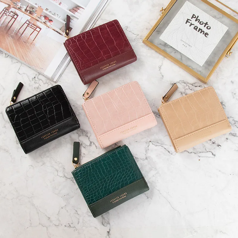 

Fashion Women's Wallet Alligator Pu Leather Short Small Purses Female Coin Photo Card Holder Clutch Money Clip Bag Ladies 2021