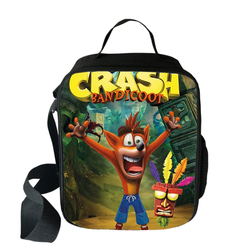 Game Crash Bandicoot Lunch Bag Teenage Boy Girl Insulated Lunch Bag Food Picnic Shoulder Bags Student Portable Lunch Box