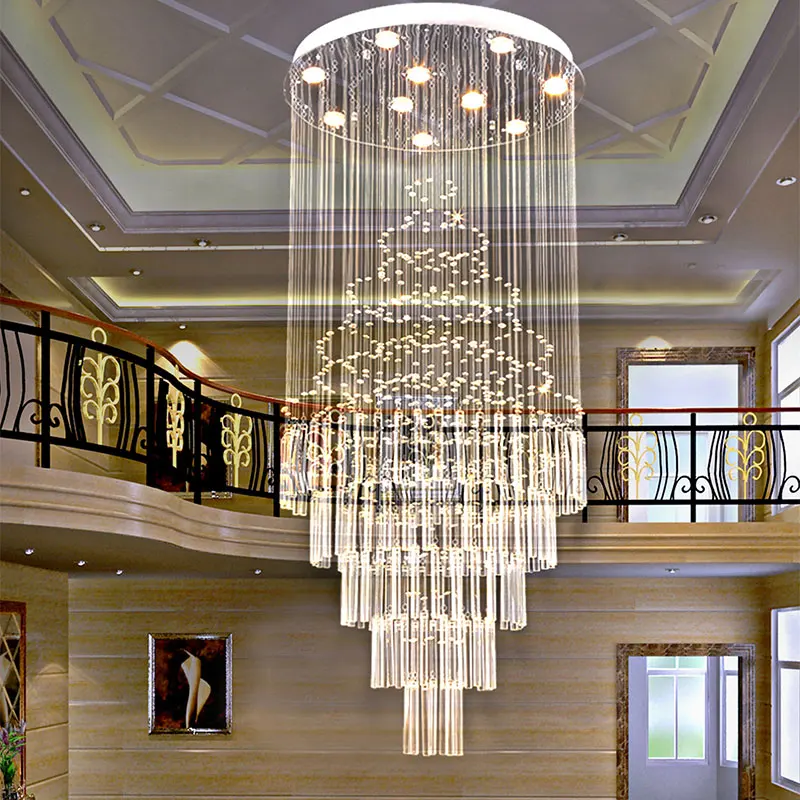 

New Modern LED K9 Crystal Chandelier villa luxury Crystal Chandelier Double Staircase lamp Living room lights