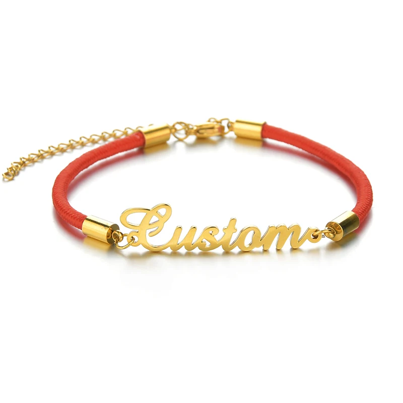 

Sifisrri Stainless Steel Custom Name Couple Bracelets Black Red Rope Personalized Letter Nameplate Bracelet Handmade Jewelry