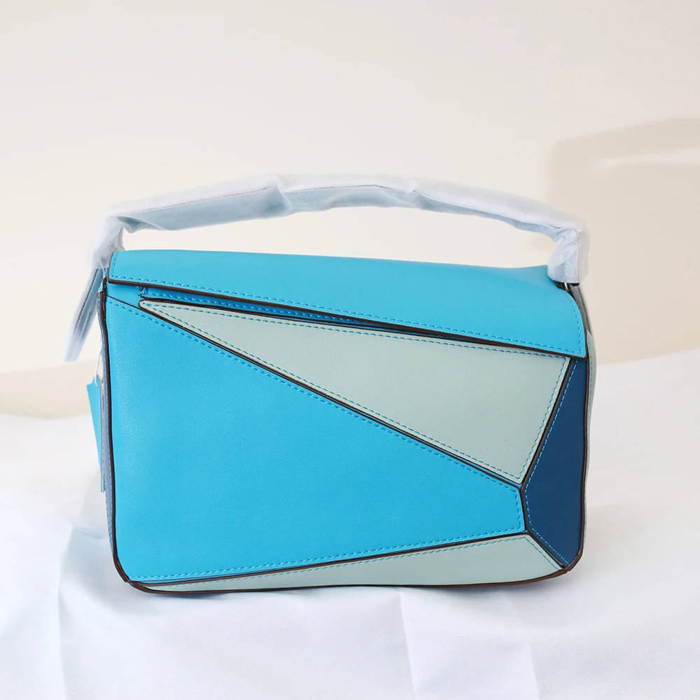 

Дизайнерская сумка знаменитости с геометрическим рисунком, Роскошная сумочка для подушки из натуральной кожи, комбинированная сумка-мессе...