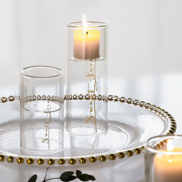 

Modern Glasses Candle Holders Clear Votive Simple Pillar Rustic Candle Holders Romantic Table Mum Tutucu Wedding Decor