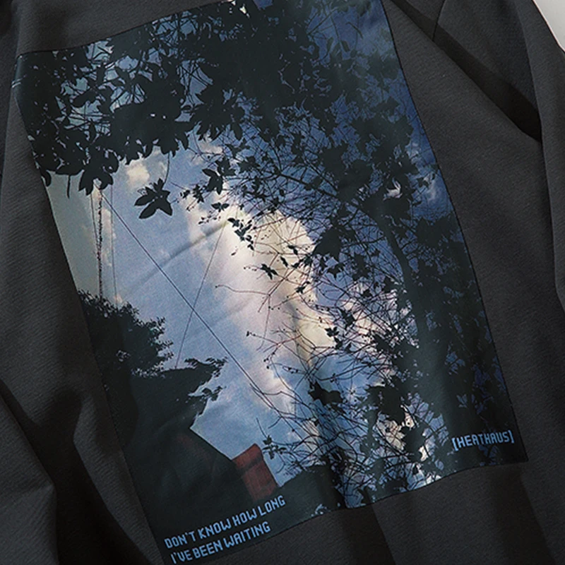 

Men Hoodies Harajuku Illustration Printed Hip Hop Sweatshirt Streetwear Casual Baggy Vintage High Street Fashion Hooded Pullover