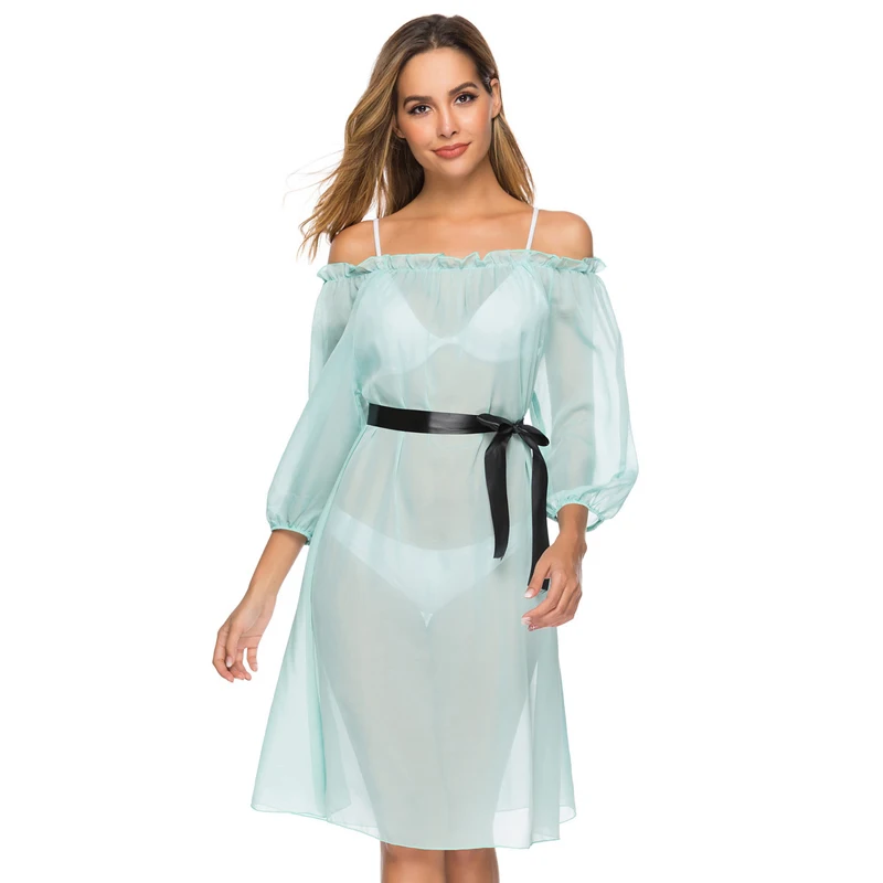 Прозрачный зеленый купальник Пляжное Платье женское летнее платье 2020 пляжный