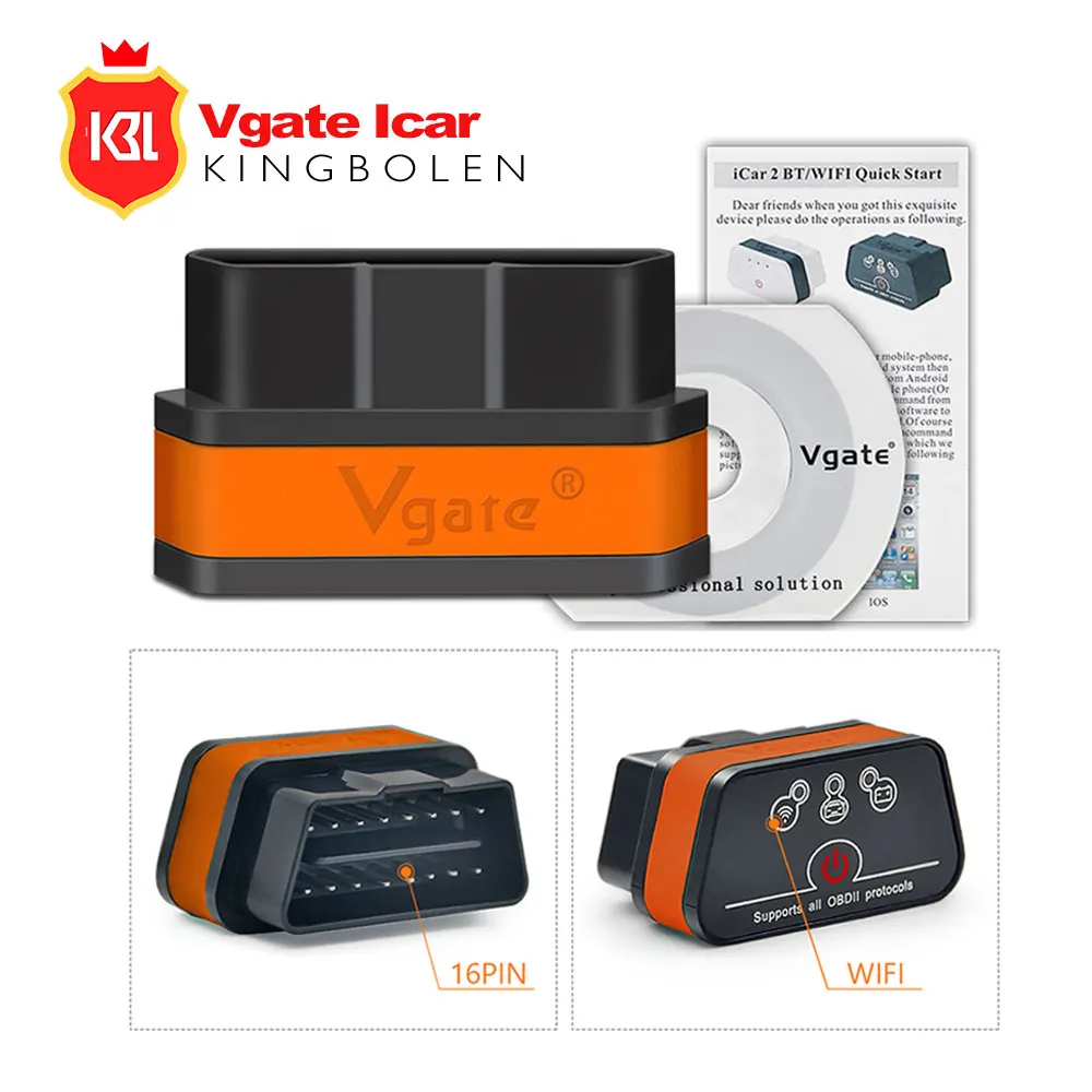 Vgate iCar 2 ELM327 Wifi/Bluetooth OBD2 диагностический инструмент для IOS iPhone/Android Icar2 Bluetooth wifi ELM 327 OBDII считыватель кодов