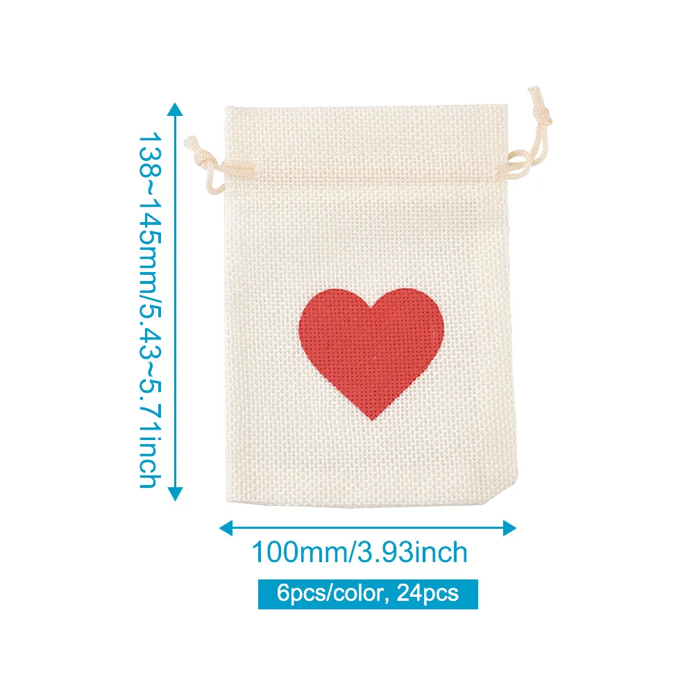 24pcs 14x10cm Burlap Packing Pouches Drawstring Bags Gift Bag Candy Wedding Party Valentine's day Favor Pouch Packaging Storage