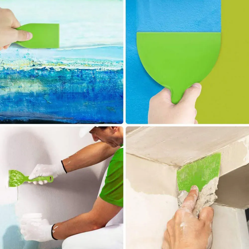 3PCS Putty Scraper Set 2/4/6 Inch Portable Plastic Paint Wallpaper Scraper Kit Green Portable Putty Scraper Paint Spackle Tools