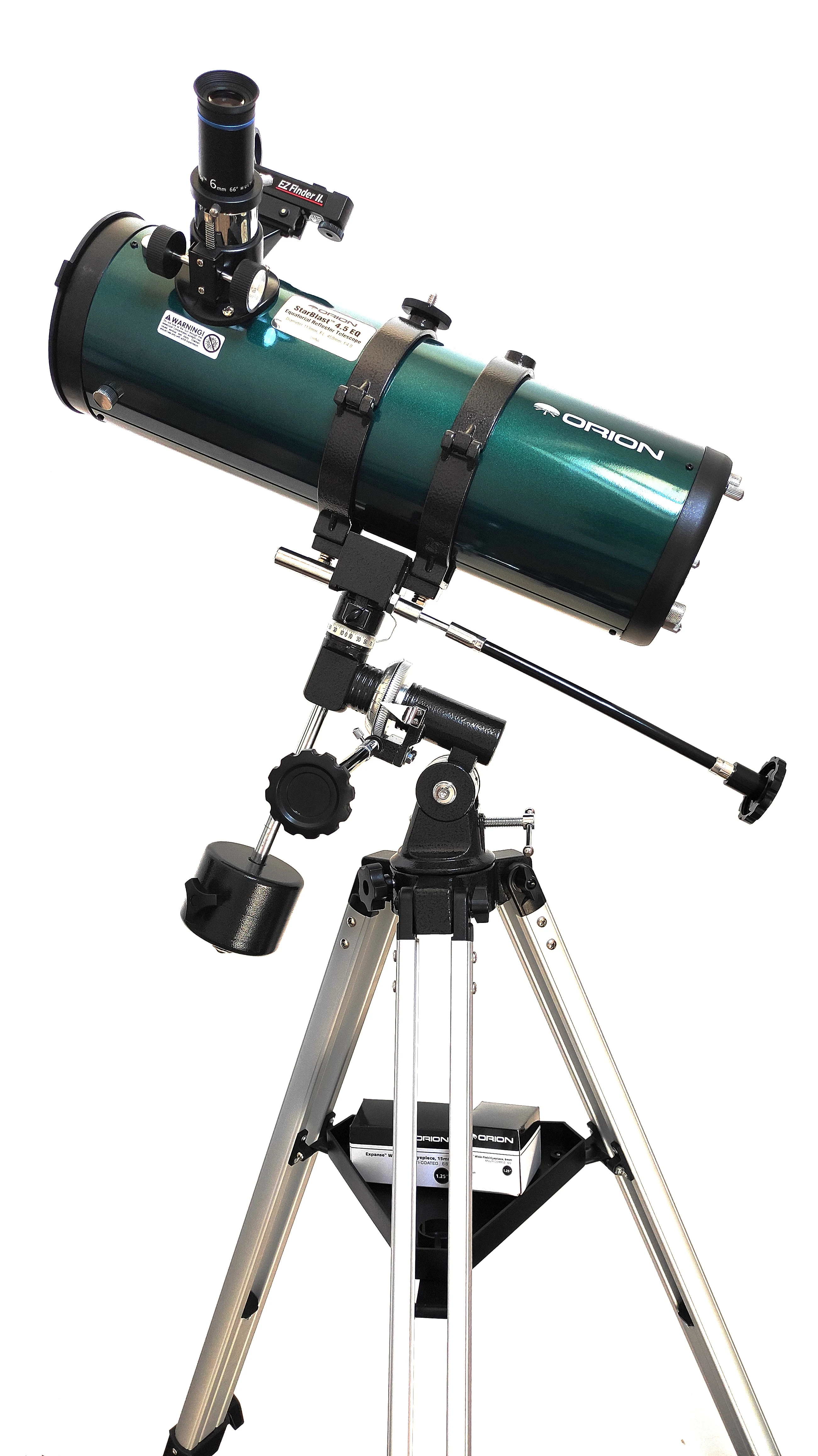 

Orion Professional 114 EQ Parabolic Newtonian Reflector Astronomical Telescope With German Equatorial Mount And Aluminum Tripod