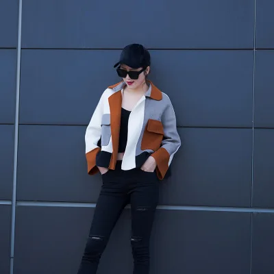 Двухстороннее кашемировое Женское пальто 2020 осеннее элегантное короткое