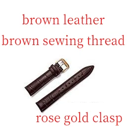 brown rose gold Высокое Качество ремешок для часов из натуральной кожи набор пистонов с заклепками ящик для инструментов/12/13/14/15/16/17/18/19/20/21/22/23/24 мм наконечник Ширина ремешок для часов - Цвет ремешка: brown rose gold