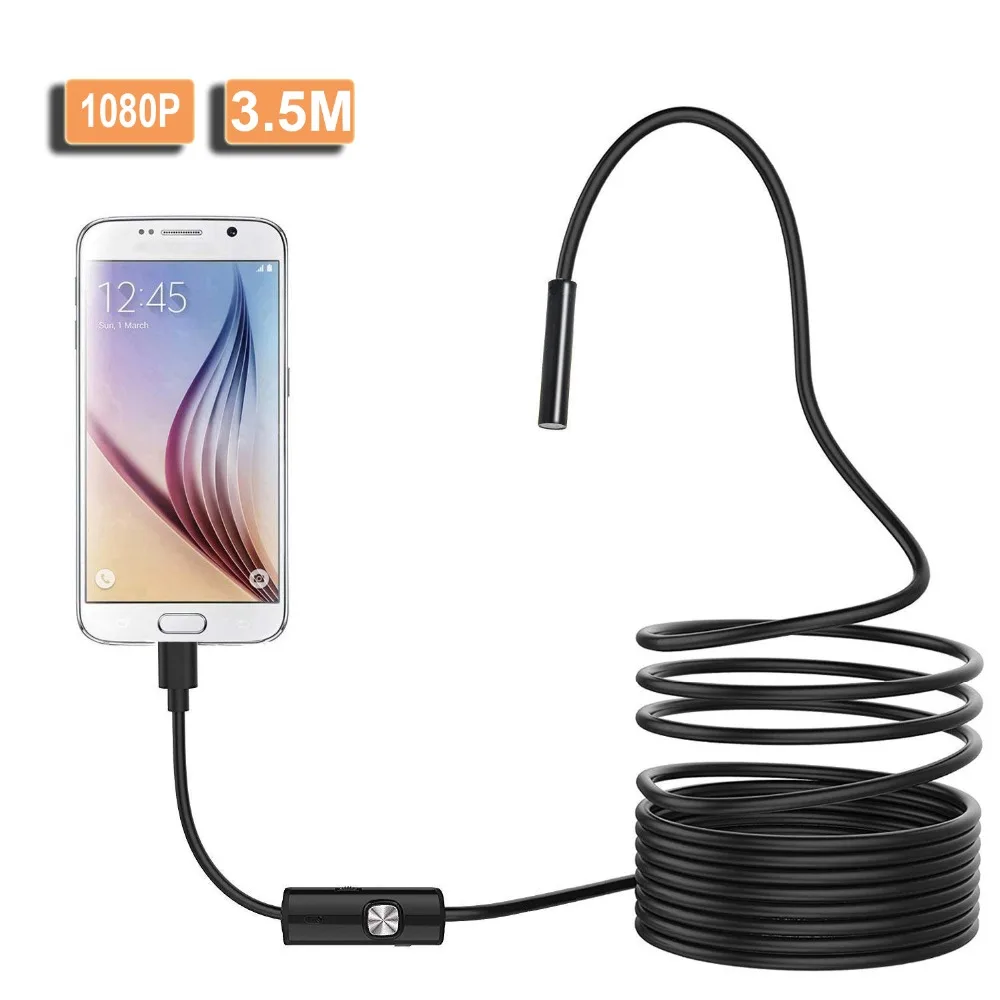 

8.0mm Endoscope Camera HD 2MP USB Endoscope With 8 LED 1/1.5/2/3.5/5M Soft Cable Waterproof Inspection Borescope For Android PC