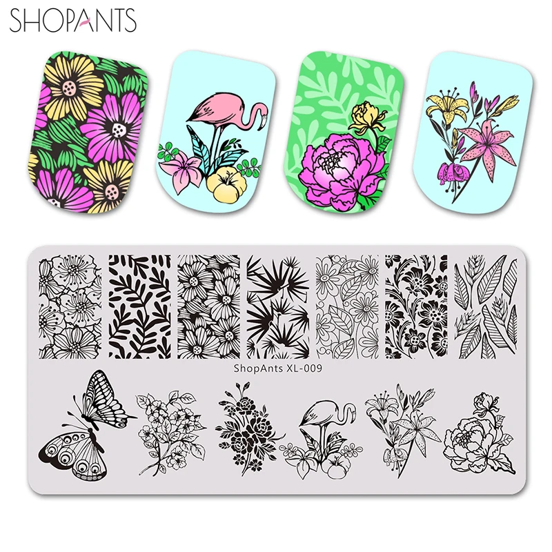 Sholants пластины для штамповки ногтей Бабочка листья розы растения тема трафарет