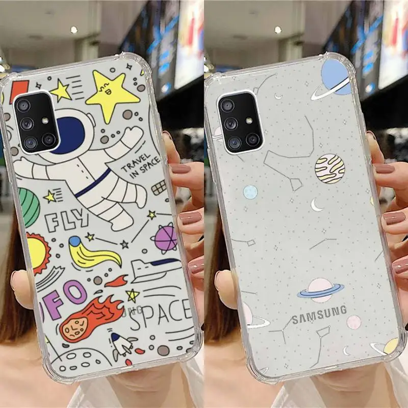 

Star Astronaut Phone Case Transparent For Samsung Note A 7 8 9 10 20 50 51 71 90 20 81 e LITE Ultra PRO
