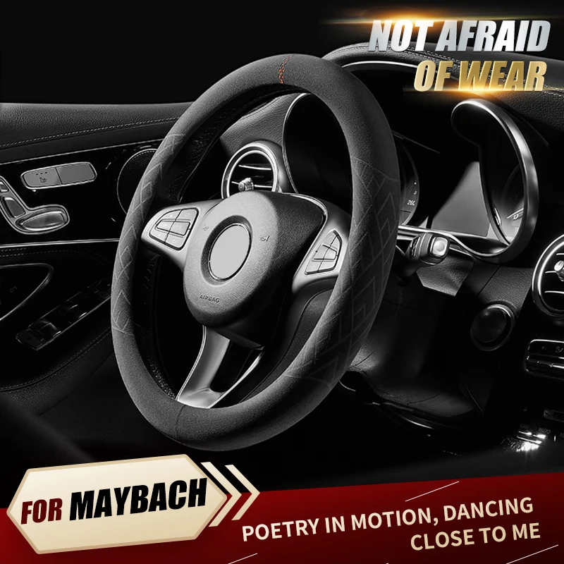

Car steering wheel cover Alcantara suede Non-Slip wear-resistant Hot Embossing Sweat resistance Comfortable For Maybach