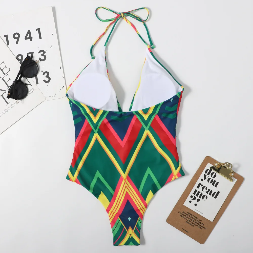One Piece Bodysuit Push Up Swimsuit Sexy Backless Deep V Neck Swimwear Monokini Female Bather Brazilian Bathing Suit Beachwear | Спорт и