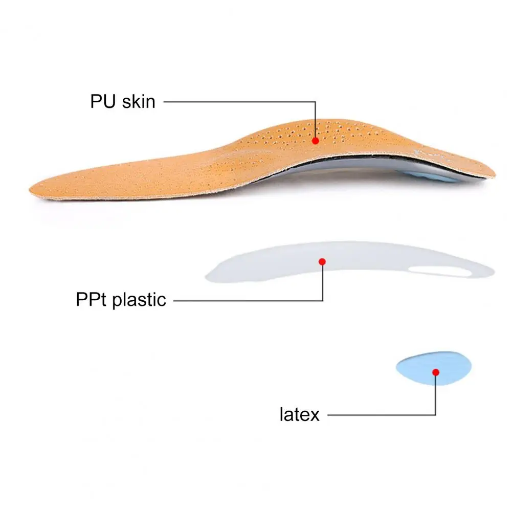 

1 Pair Men Women Faux Leather Arch Support Orthotic Insoles Pad for Flat Feet Insoles Pad