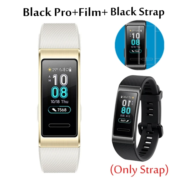 White add Black Huawei Band 3 Pro Band 3 умный браслет band 3 pulseira трекер для плавания Водонепроницаемый Bluetooth фитнес-трекер сенсорный экран - Цвет: White add Black