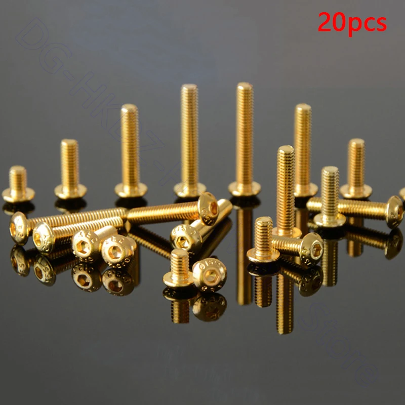 

20x винты с круглой головкой класса 12,9 Шестигранные Болты Винты из легированной стали с титановым покрытием золотого цвета IS07380 Metric M2 M2.5 M3 M4 M5