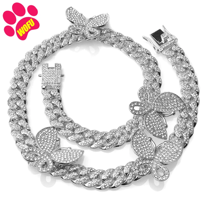 WOFUWOFU бабочки со стразами для собак с золотым воротником собака горловиной