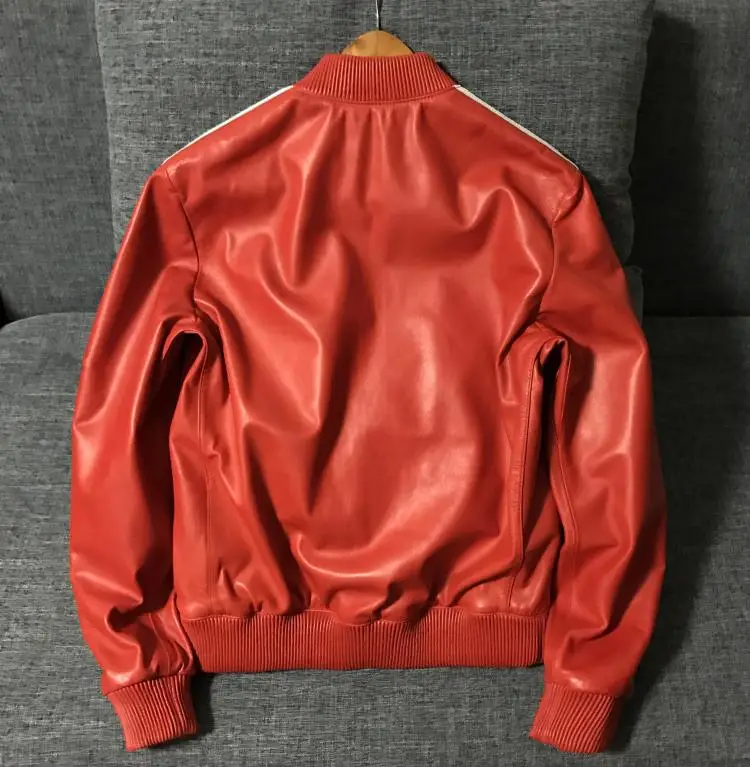 High quality couple woman genuine real sheepskin leather casual coat short jacket red black purple blue plus size xxxl 2xl 3xl