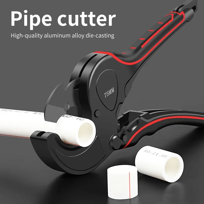 

Cutter 75Mm Pijp Schaar SK5 Materiaal Met Behandeling Ratchet Pvc/Pe/Ve Pijp Cutter Schaar hand-Gereedschap
