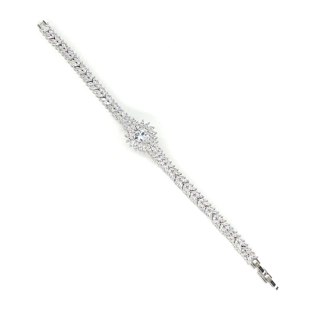 

Bedazzled 2020 NEW White Gold Plated Copper Cubic Zircon Love CZ Crystal Wedding Evening Dress accessories Bridal jewelry Sets