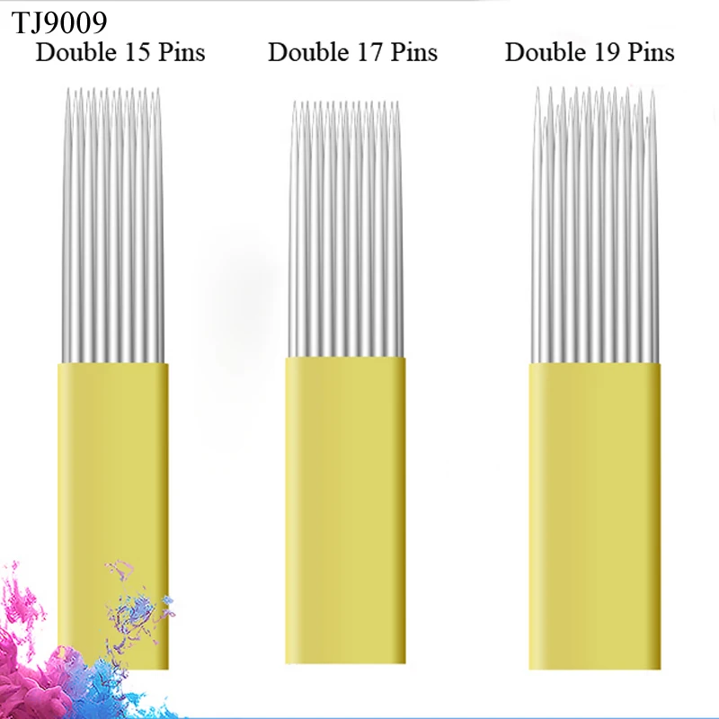 50 шт./лот иглы для перманентного макияжа двухрядные микроблейдинга затеняющее