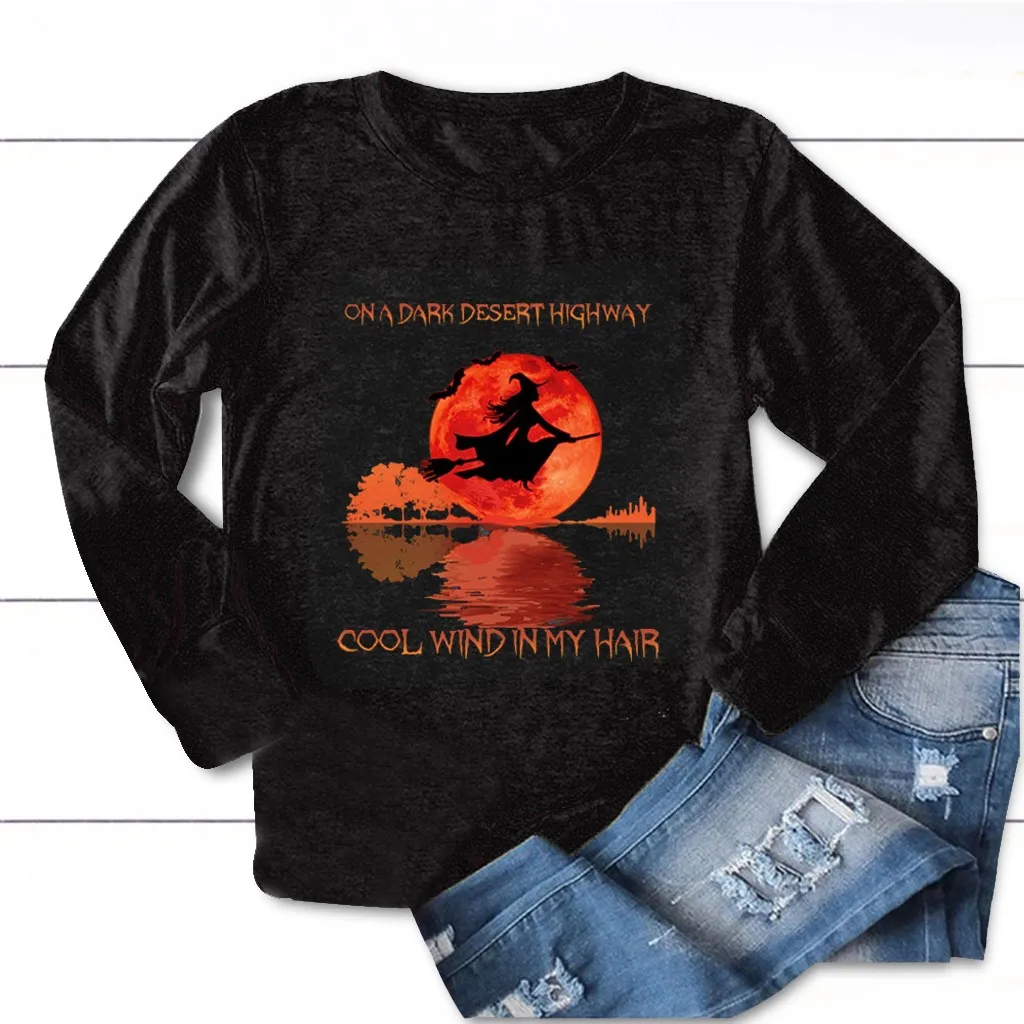 Футболки для девушек женские футболки женская футболка на Хэллоуин Женская водолазка с круглым вырезом и