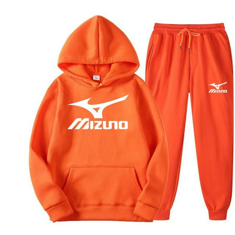 

Brand Men Sports Casual Sets New Men's Hoodies + Pants Two-Piece Suit Tracksuit Fashion Solid Color Sets Male Mizuno