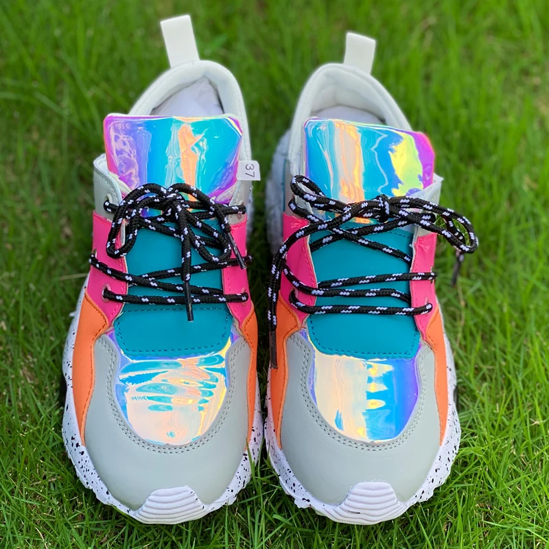 

Heidsy Women Casual Flats Shoes Brand Design Mixed-Color Breathable Sneakers Women Ins Hot Luxury Colorful Sneakers for Girls