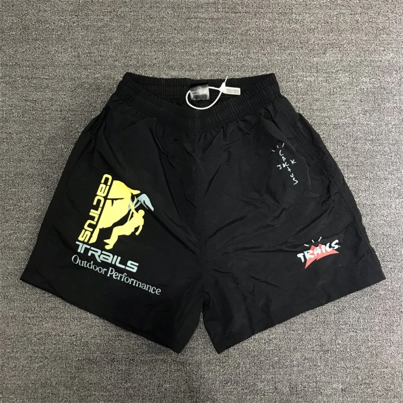 

2021 Travis Scott Shorts New Men Women Cotton Quick-drying Cactus Jack Shorts Mesh Drawstrin Boardshorts Running Climb Breeches