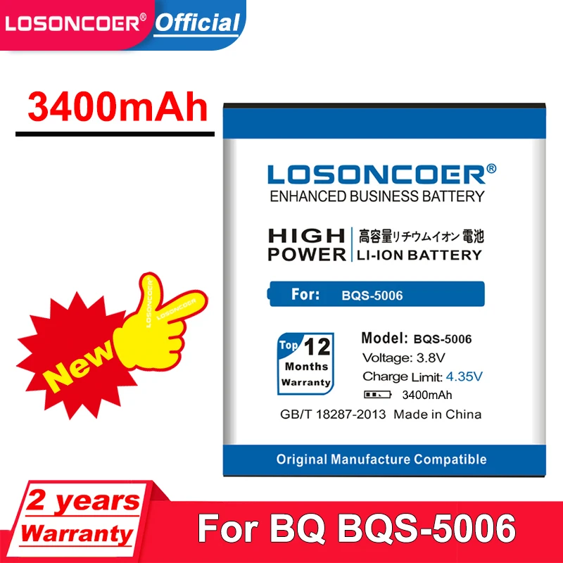 LOSONCOER 3400 мАч BQS-5006 BQS 5006 BQS5006 батареи для BQ LOS ANGELES аккумулятор + номер отслеживания |
