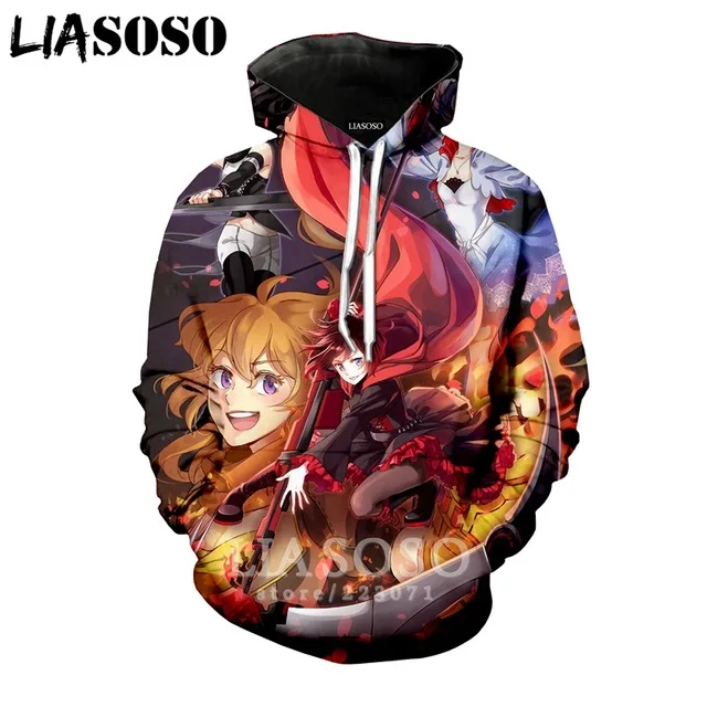 LX 3d принт зимняя новая одежда для мужчин и женщин толстовка Аниме RWBY Толстовка с длинным рукавом Топ Повседневный пуловер в стиле Харадзюку хип-хоп