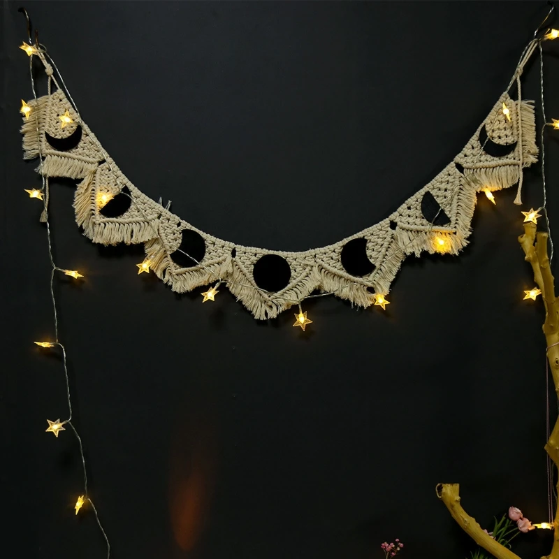 Макраме с бахромой мусульманский лунный Затмение подвесной гобелен украшение