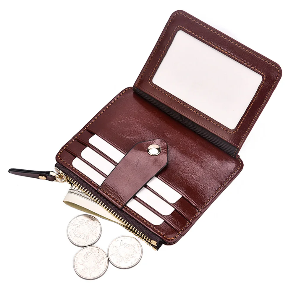 Мужской кошелек из вощеной кожи на молнии креативный Магнитный сумочка с