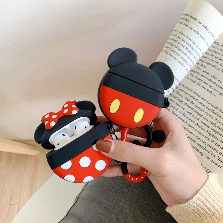 3D Силиконовый наушник чехол для Airpods 2 Чехол милый собака утка мультфильм чехол для Airpods 1 чехол для наушников кольцо ремень