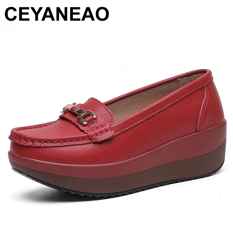 

Туфли-лодочки женские из натуральной кожи на платформе, на весну/лето